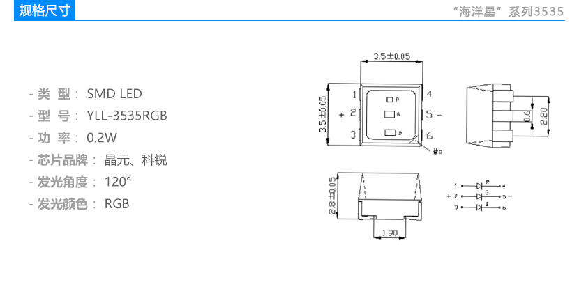 海洋星系列3535RGB LED灯珠规格